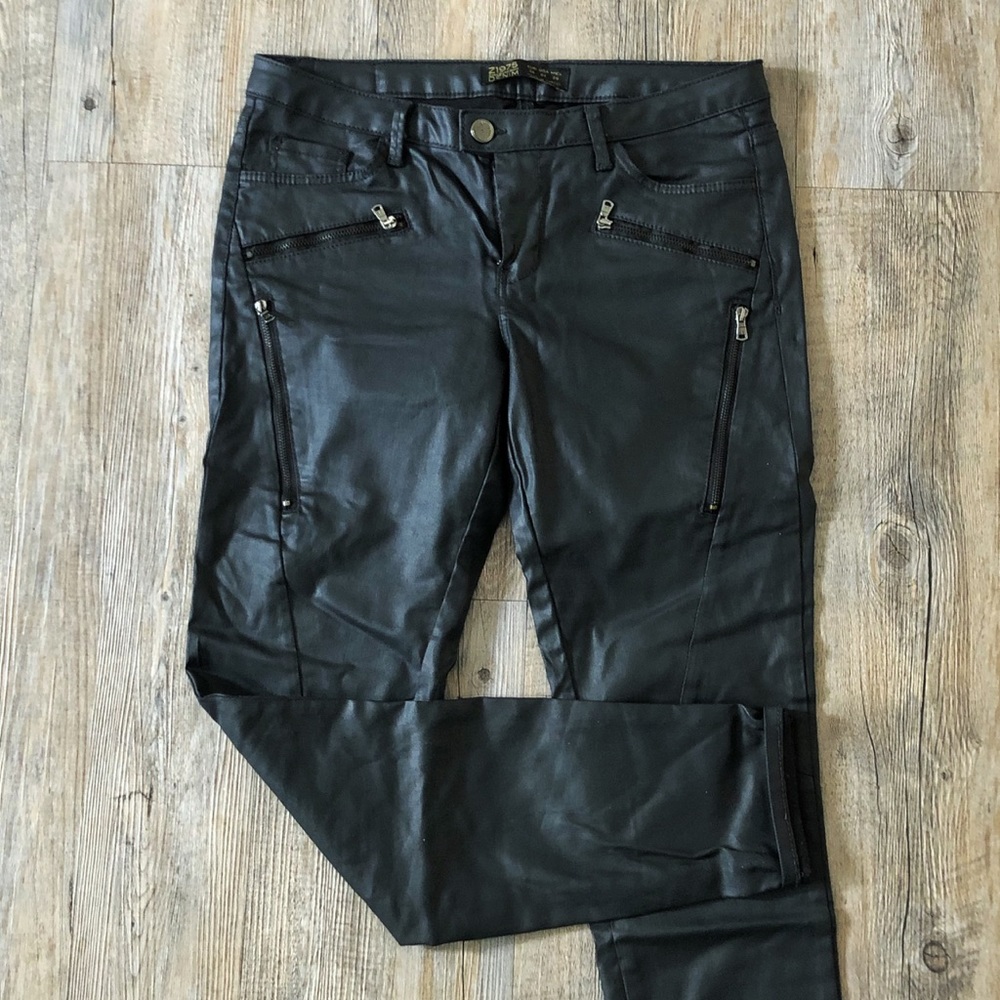 Zara coated biker jeans